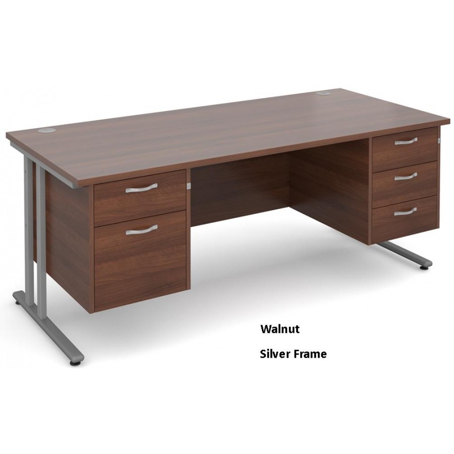 Maestro Cantilever Straight Desk with 2 Pedestals